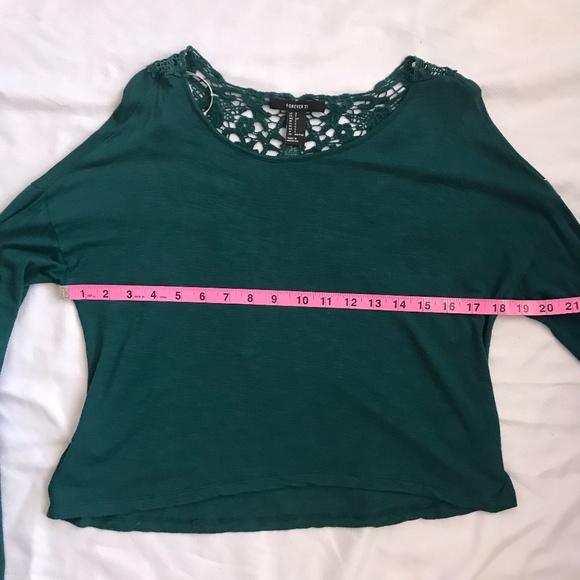 Forever 21 Dark Green Long Sleeve Crop Top - Picture 8 of 10